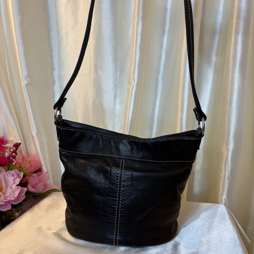 Fossil Black Leather Bucket Bag